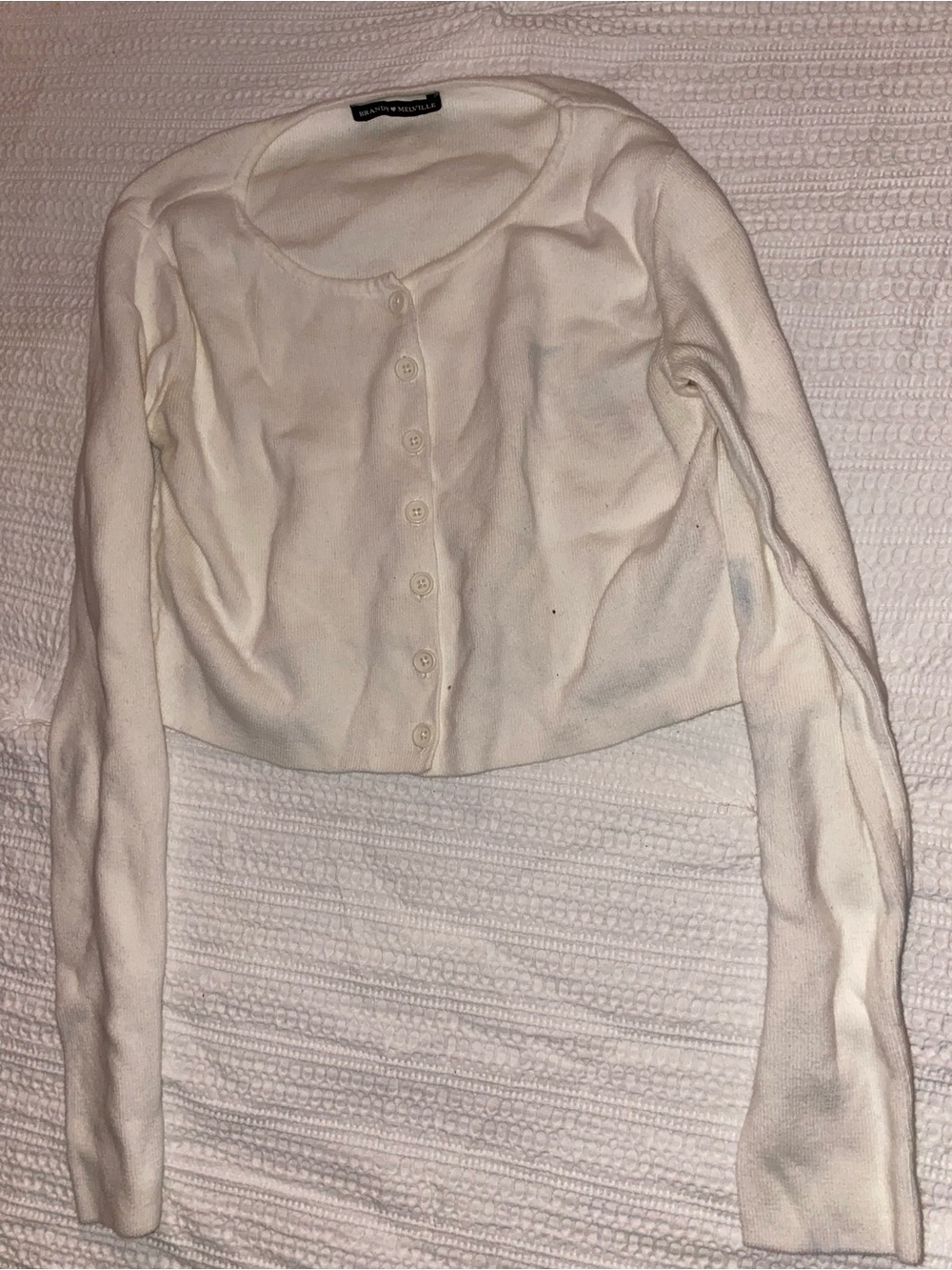 Brandy Melville Cream Cropped Button-Up Cardigan